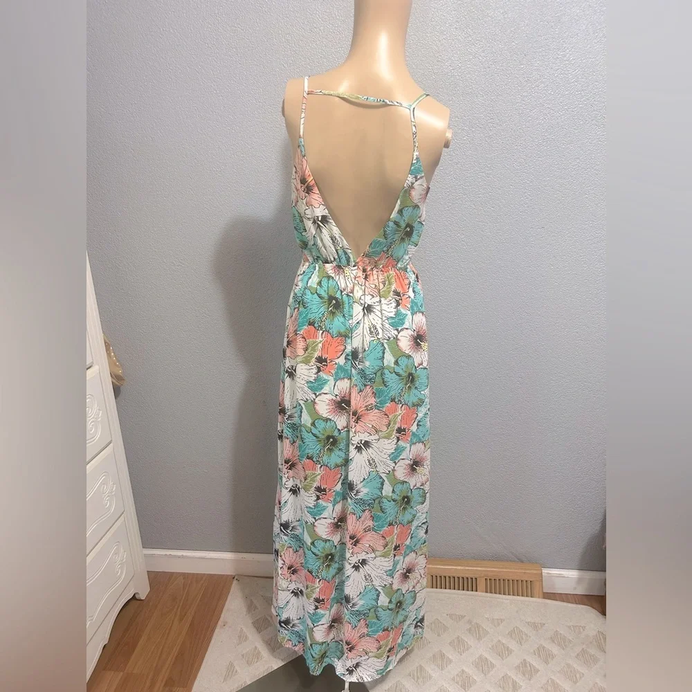 NWOT H&M Floral Hibiscus Backless Maxi Dress size 4 - Picture 7 of 10